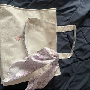 Victoria's Secret Cream Tote Bag with Pink Accents
